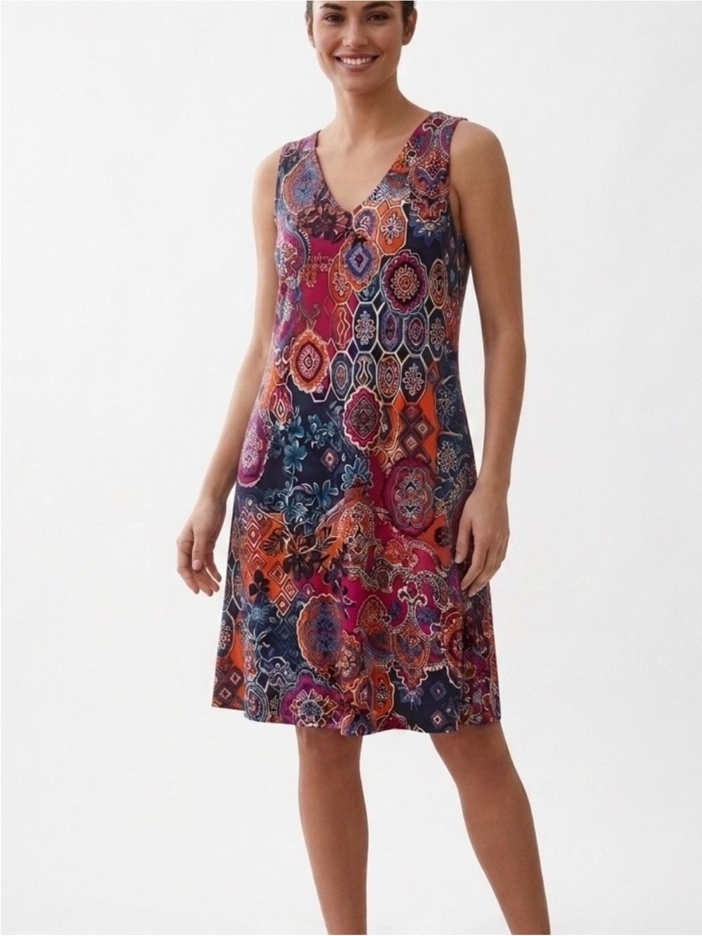 Anne Klein Vibrant Paisley
Geometric Trapeze Dress - Size
12
